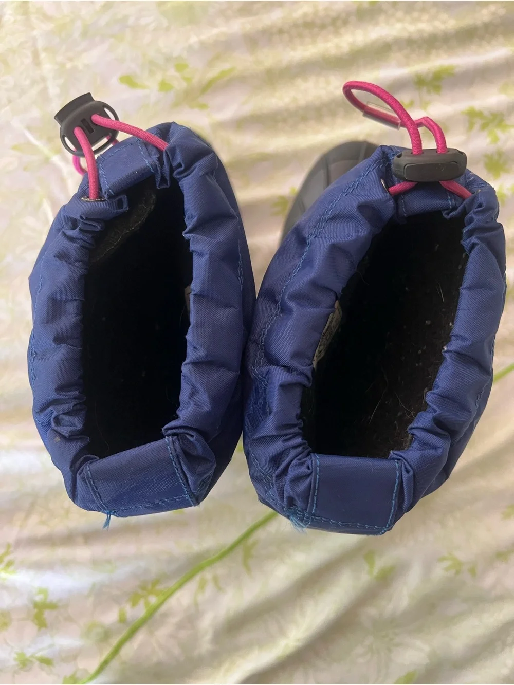 Columbia Powderbug Kids Navy Blue and Pink snow boots